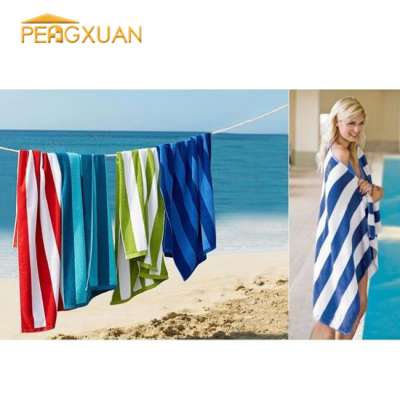 100% Cotton Custom Promotional Velour Reactive Printed Stripe Beach Towel