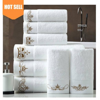 Wholesale Luxury Face Hand Towel White Hotel Spa Bath Towel 100% Genuine Cotton,27" X 54"